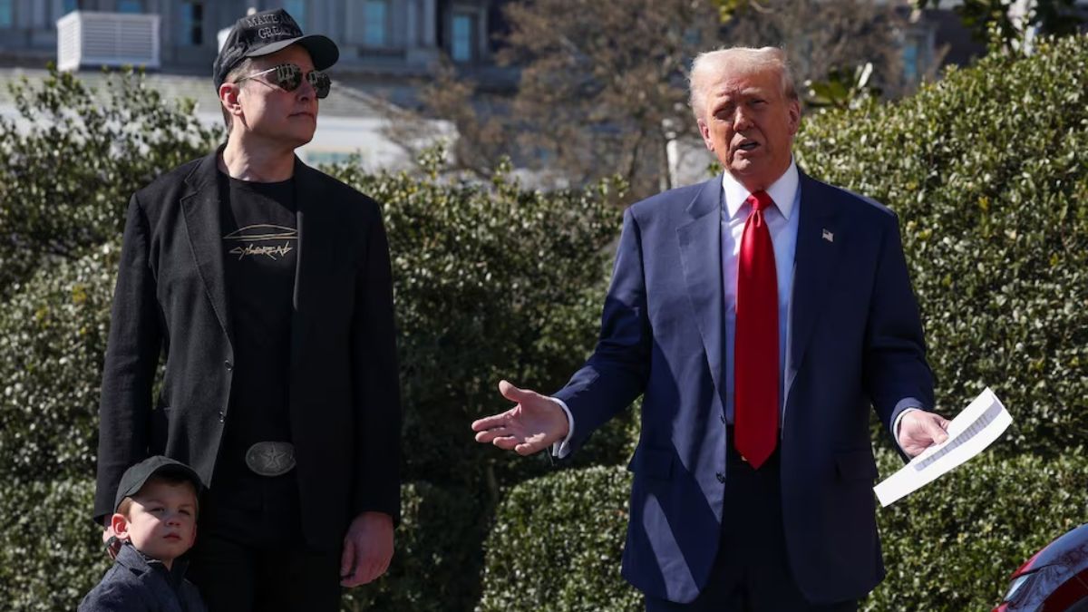 US President Donald Trump talks to the media, next to Tesla CEO Elon Musk with his son X Æ A-12, at the White House in Washington, DC, US, March 11, 2025. (Photo: Reuters) US President Donald Trump talks to the media, next to Tesla CEO Elon Musk with his son X Æ A-12, at the White House in Washington, DC, US, March 11, 2025. (Photo: Reuters)