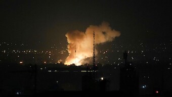 Smoke rises up after an explosion in Tehran, Iran. AP