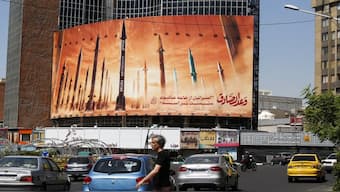 A poster depicting missiles in Tehran, Iran. (Photo: AFP)