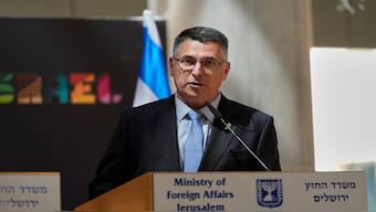Israel's Foreign Minister Gideon Sa'ar speaks during an event in Jerusalem on May 26, 2025. Reuters File