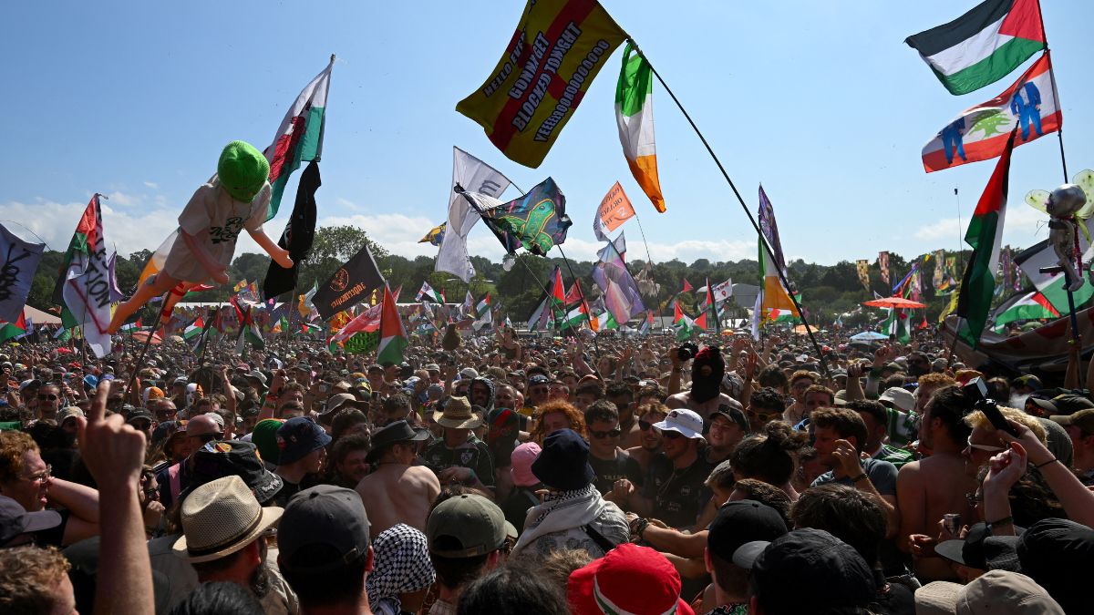 Revellers gather as Kneecap performs at Glastonbury Festival at Worthy Farm in Pilton, Somerset, UK, June 28, 2025. File Image/Reuters Revellers gather as Kneecap performs at Glastonbury Festival at Worthy Farm in Pilton, Somerset, UK, June 28, 2025. File Image/Reuters