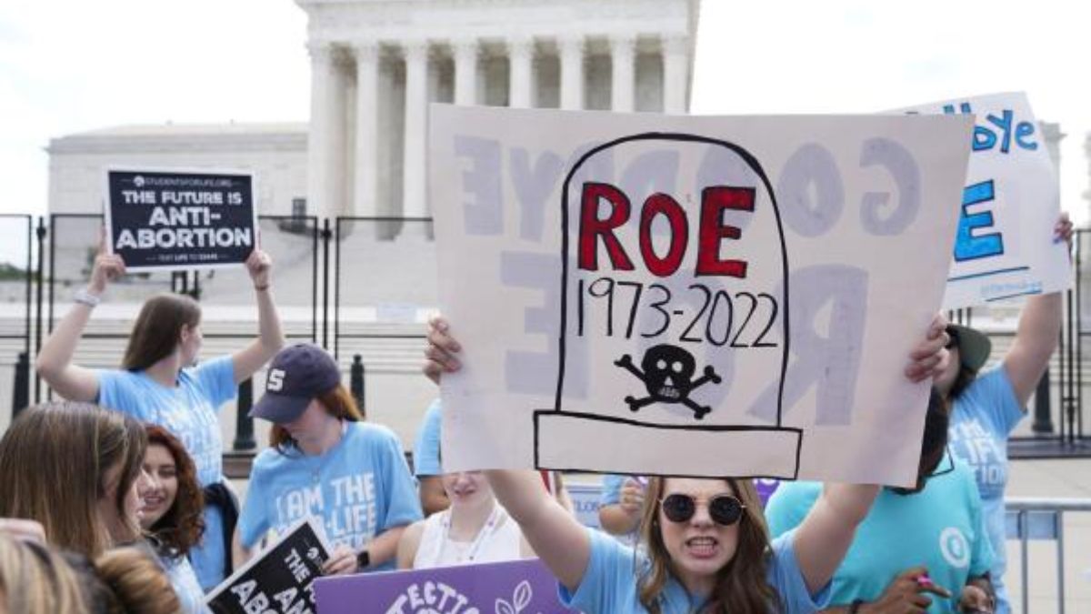 Demonstrators protest about the abortion outside the Supreme Court in Washington in 2022. File image/AP Demonstrators protest about the abortion outside the Supreme Court in Washington in 2022. File image/AP
