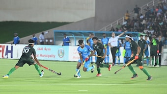 Indian and Pakistani players in action during the 2023 Junior Asia Cup. Image credit: Asian Hockey Federation