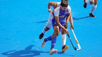 File image of India's Abhishek who score two goals against Australia. Image: PTI