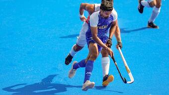 File image of India's Abhishek who score two goals against Australia. Image: PTI