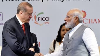 (File) Prime Minister Narendra Modi with Turkish President Recep Tayyip Erdogan. PTI