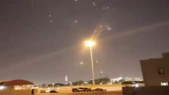 Explosions could be heard over Doha on Monday, shortly after Qatar, which hosts the biggest US base in the Middle East, suspended air traffic. Screengrab