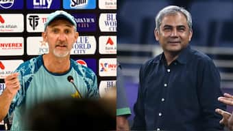 Jason Gillespie hasn't been on good terms with Mohsin Naqvi-led Pakistan Cricket Board since quitting as Test coach. Images: AFP
