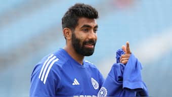 India pacer Jasprit Bumrah at a training session at Headingley, Leeds ahead of the final day of the first Test against England. AP