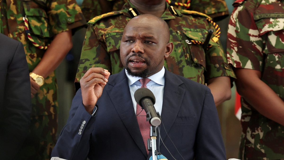 Kenya's Cabinet Secretary, Ministry of Interior and National Administration, Kipchumba Murkomen speaks during a press conference where he termed Kenya's protests as terrorism and attempted coup, in Nairobi, Kenya, on Thursday. Reuters Kenya's Cabinet Secretary, Ministry of Interior and National Administration, Kipchumba Murkomen speaks during a press conference where he termed Kenya's protests as terrorism and attempted coup, in Nairobi, Kenya, on Thursday. Reuters