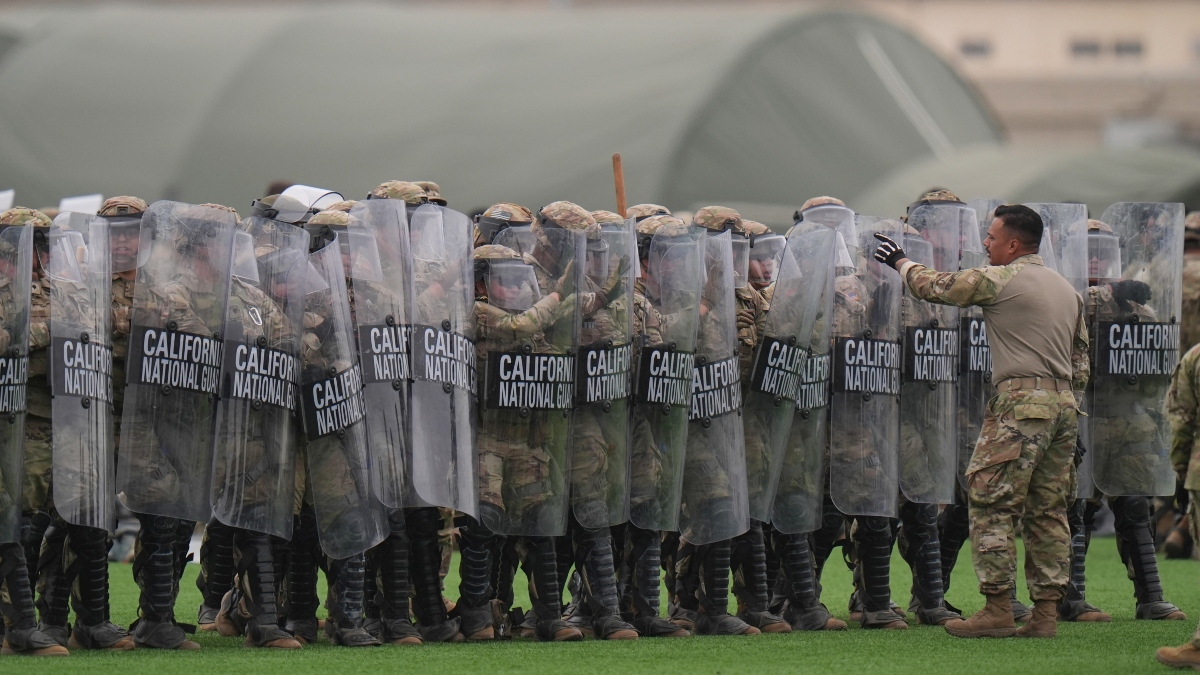Members of the California National Guard conduct exercises after being deployed to the Los Angeles protests in Los Alamitos, Calif. on Wednesday. AP Members of the California National Guard conduct exercises after being deployed to the Los Angeles protests in Los Alamitos, Calif. on Wednesday. AP