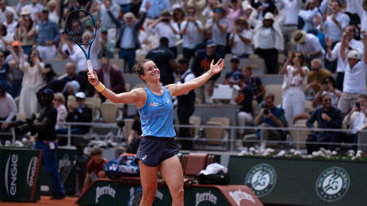 Lois Boisson of France celebrates winning her match against Jessica Pegula of the United States at Roland Garros Stadium. Image: Susan Mullane-Imagn Images/Reuters
Lois Boisson of France celebrates winning her match against Jessica Pegula of the United States at Roland Garros Stadium. Image: Susan Mullane-Imagn Images/Reuters