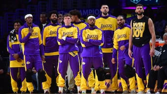 The Los Angeles Lakers in action during the 2025 NBA playoffs. Reuters