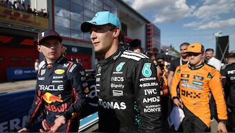 Max Verstappen was penalised after colliding with George Russell at the Spanish Grand Prix. Image: Reuters
