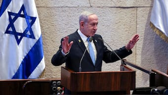 Israeli Prime Minister Benjamin Netanyahu speaks during a Plenum session of the Knesset, Israel's Parliament, in Jerusalem, June 11, 2025. File Image/Reuters