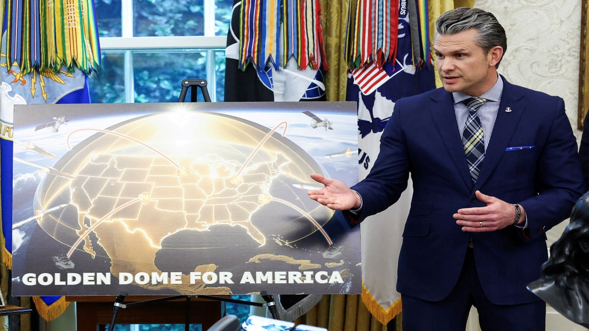 US Defence Secretary Pete Hegseth speaks about the Golden Dome missile defence shield, in the Oval Office of the White House in Washington, D.C., US, on May 20, 2025. Reuters File US Defence Secretary Pete Hegseth speaks about the Golden Dome missile defence shield, in the Oval Office of the White House in Washington, D.C., US, on May 20, 2025. Reuters File