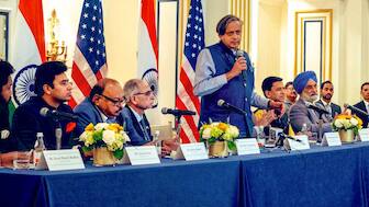  A multi-party delegation of India, led by Congress MP Shashi Tharoor, during an interaction with members of the Indian community, in USA. PTI