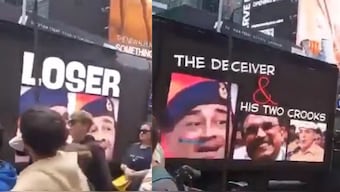 A viral video showed a digital billboard at Times Square in New York City publicly criticised Pakistan army chief Field Marshal Asim Munir and PM Shehbaz Sharif. File Image/X