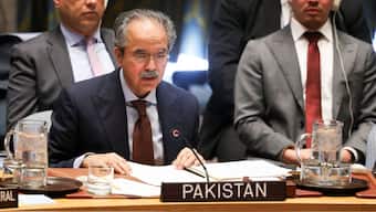 Pakistan’s Permanent Representative to the United Nations, Asim Iftikhar Ahmad, speaks during a meeting of the United Nations Security Council at UN headquarters in New York City, US, June 20, 2025. File Image/Reuters