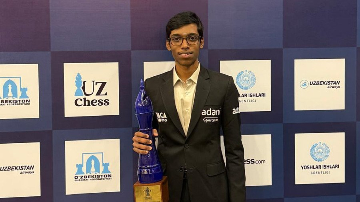 Indian Grandmaster R Praggnanandhaa defeated Javokhir Sindarov and Nodirbek Abdusattorov in the blitz tie-breaks to win the 2025 UzChess Cup Masters in Tashkent. Image credit: X/@rpraggnachess Indian Grandmaster R Praggnanandhaa defeated Javokhir Sindarov and Nodirbek Abdusattorov in the blitz tie-breaks to win the 2025 UzChess Cup Masters in Tashkent. Image credit: X/@rpraggnachess