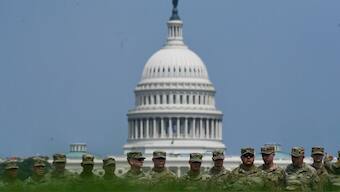 US Army Soldiers pose for a group photo on the National Mall in Washington DC, on June 13, 2025 as preparations are underway for the Army’s 250th birthday celebration Image- AFP