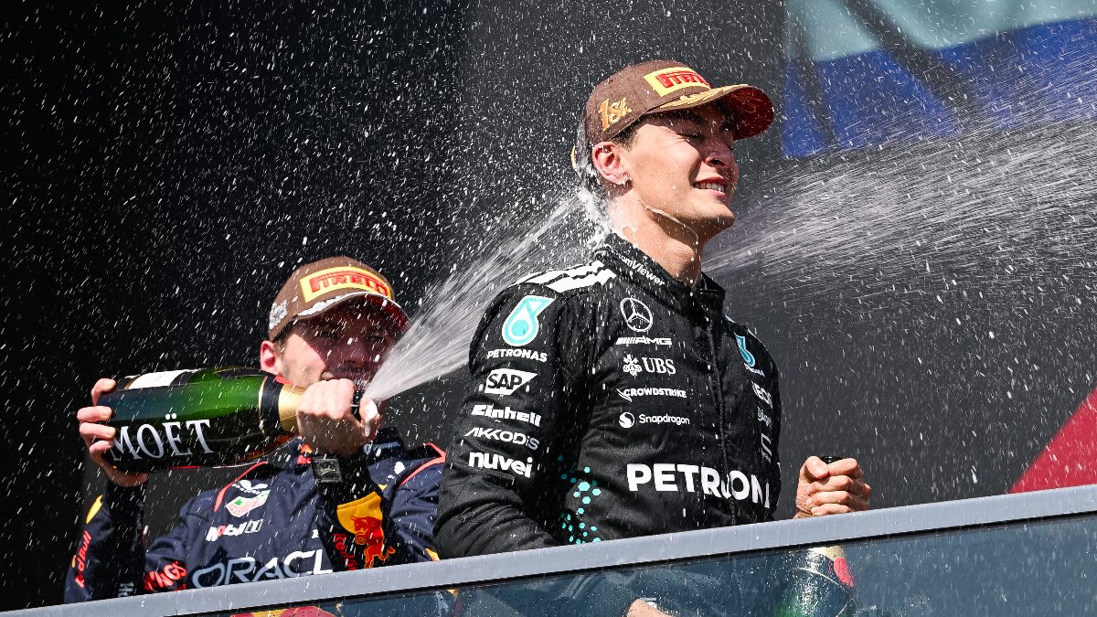 The Russell–Verstappen rivalry is only expected to heat up more from here. Image: Reuters
The Russell–Verstappen rivalry is only expected to heat up more from here. Image: Reuters