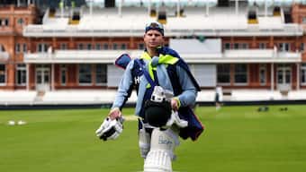 Australian batting star Steve Smith at a training session at Lord's ahead of the ICC World Test Championship final against South Africa. AP