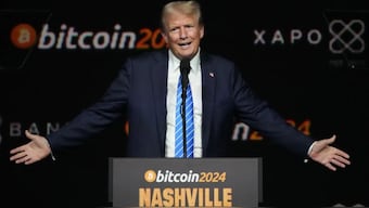 Then former President Donald Trump speaks at the Bitcoin 2024 Conference in Nashville, Tennessee. File image/AP