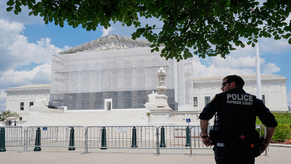 A US Supreme Court police officer stands watch as anti-abortion protesters rally outside of the Supreme Court, on Thursday in Washington. AP A US Supreme Court police officer stands watch as anti-abortion protesters rally outside of the Supreme Court, on Thursday in Washington. AP
