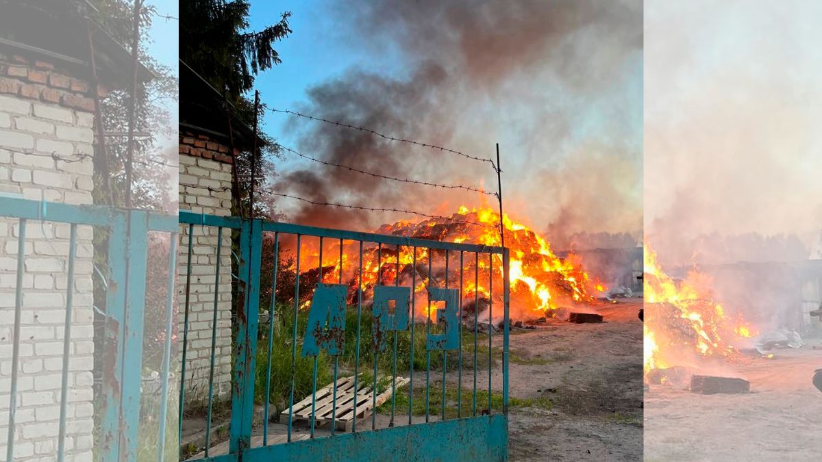 In this photo released by Acting Governor of the Kursk Region Alexander Khinshtein telegram channel on Saturday, May 31, 2025, a view of a fire at the territory of an agrofirm after Ukrainian drones struck near Rylsk in the western Kursk region of Russia. AP In this photo released by Acting Governor of the Kursk Region Alexander Khinshtein telegram channel on Saturday, May 31, 2025, a view of a fire at the territory of an agrofirm after Ukrainian drones struck near Rylsk in the western Kursk region of Russia. AP
