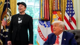 US President Donald Trump and Elon Musk attend a press conference in the Oval Office of the White House in Washington, DC, US, May 30, 2025. Reuters