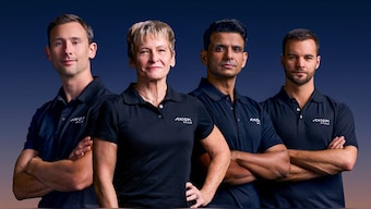 Axiom Mission 4 crew, from left to right, ESA (European Space Agency) astronaut Slawosz Uznanski-Wisniewski of Poland, former NASA astronaut Peggy Whitson, ISRO (Indian Space Research Organization) astronaut Shubhanshu Shukla, and Tibor Kapu of Hungary. Image Courtesy: NASASpaceOps via PTI Photo