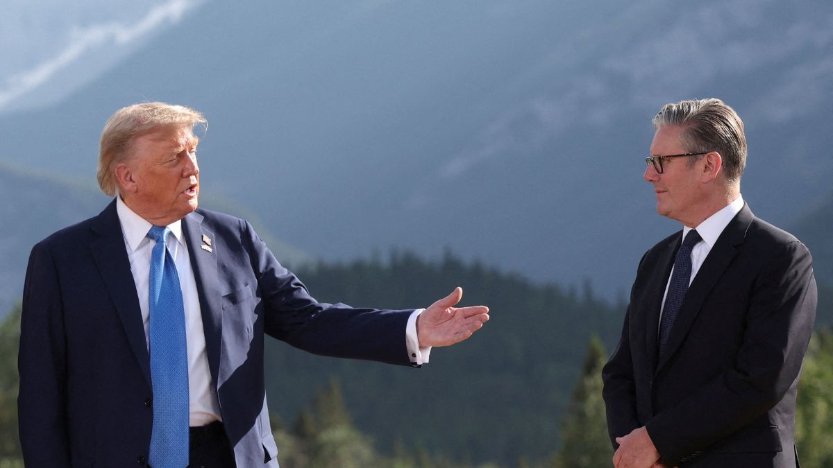 US President Donald Trump and British Prime Minister Keir Starmer attend a family photo during the Group of Seven (G7) Summit at the Kananaskis Country Golf Course in Kananaskis, Alberta, Canada. AFP US President Donald Trump and British Prime Minister Keir Starmer attend a family photo during the Group of Seven (G7) Summit at the Kananaskis Country Golf Course in Kananaskis, Alberta, Canada. AFP