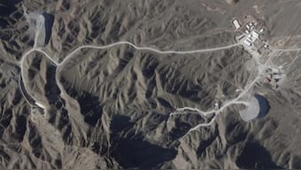 This satellite photo from Planet Labs PBC shows construction on a new underground facility at Iran’s Natanz nuclear site near Natanz, Iran, on April 14, 2023. File Photo/AP