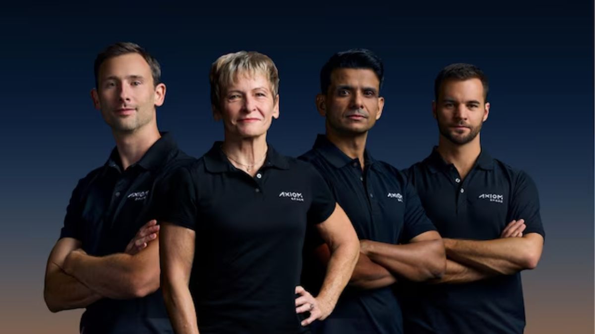 Group Captain Shubhanshu Shukla of the Indian Air Force with Commander Peggy Whitson, former NASA astronaut, Sławosz Uznański-Wiśniewski of Poland, and Tibor Kapu of Hungary, the four-member crew of Axiom Mission 4 set to launch aboard SpaceX’s Dragon capsule. News18 Group Captain Shubhanshu Shukla of the Indian Air Force with Commander Peggy Whitson, former NASA astronaut, Sławosz Uznański-Wiśniewski of Poland, and Tibor Kapu of Hungary, the four-member crew of Axiom Mission 4 set to launch aboard SpaceX’s Dragon capsule. News18