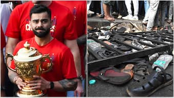 Royal Challengers Bengaluru star Virat Kohli said he was 'absolutely gutted' by the stampede that broke out at the M Chinnaswamy Stadium. Image credit: PTI/Reuters