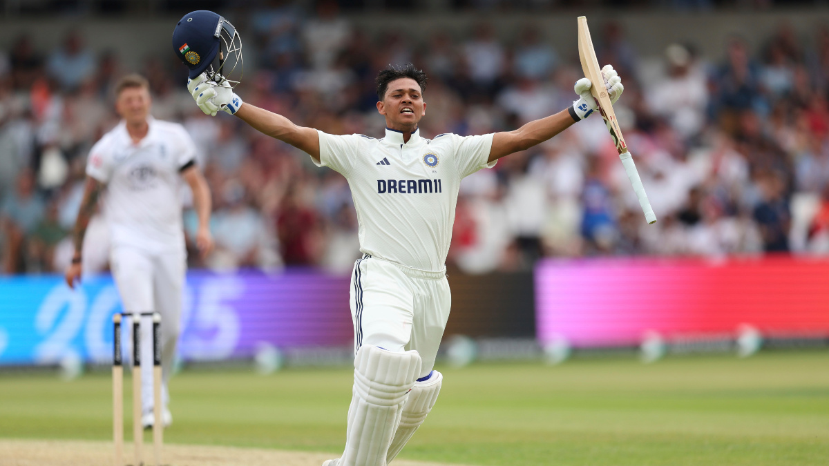 India opener Yashasvi Jaiswal celebrates after completing his century on Day 1 of the first Test against England in Headingley. AP India opener Yashasvi Jaiswal celebrates after completing his century on Day 1 of the first Test against England in Headingley. AP