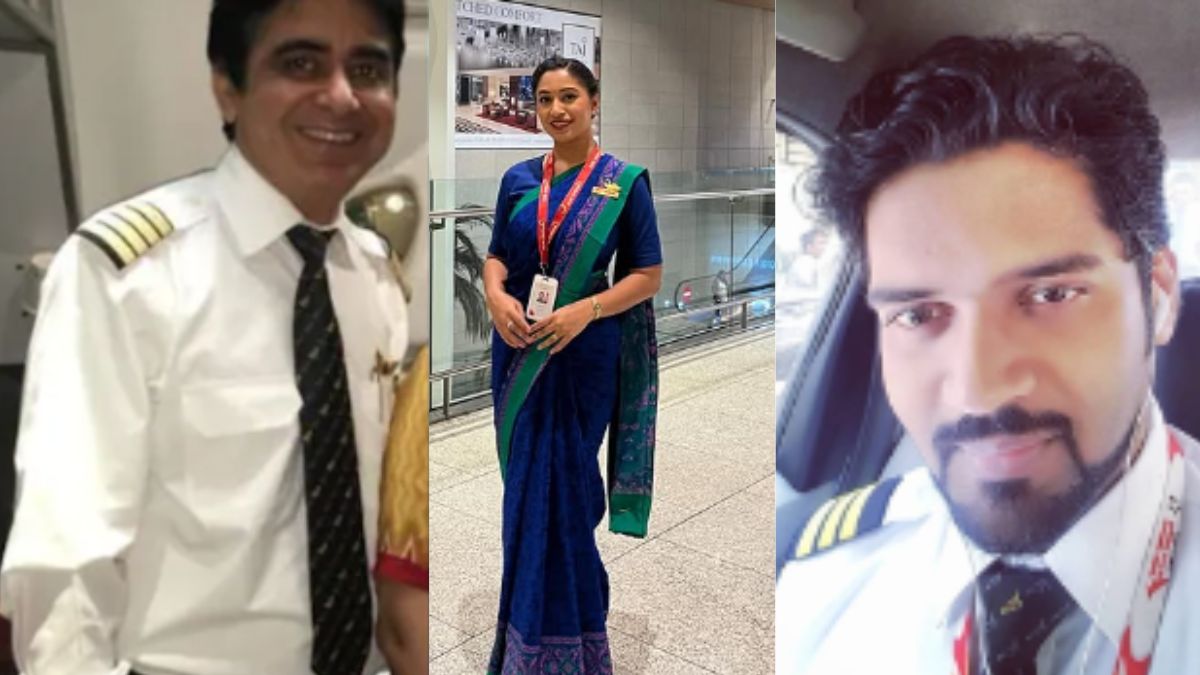 Air India plane crash: The ill-fated aircraft had 10 crew members, including 2 pillots. Captain Sumeet Sabharwal, (L), Roshni Rajendra Songhare (M), Co-pilot Clive Kunder (R). Image courtesy: X, Instagram Air India plane crash: The ill-fated aircraft had 10 crew members, including 2 pillots. Captain Sumeet Sabharwal, (L), Roshni Rajendra Songhare (M), Co-pilot Clive Kunder (R). Image courtesy: X, Instagram
