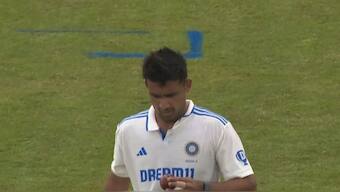 Anshul Kamboj during the unofficial Test against England Lions. Image: X/moiz_sports