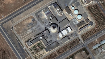 A satellite image shows the damaged Arak heavy water reactor facilities, following Israelli airstrikes, in Iran, June 19, 2025. Reuters