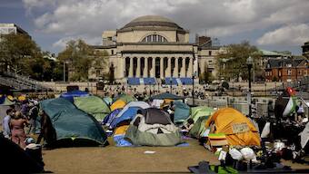 Pro-Palestinian demonstration encampment is seen at the Columbia University. File image/AP