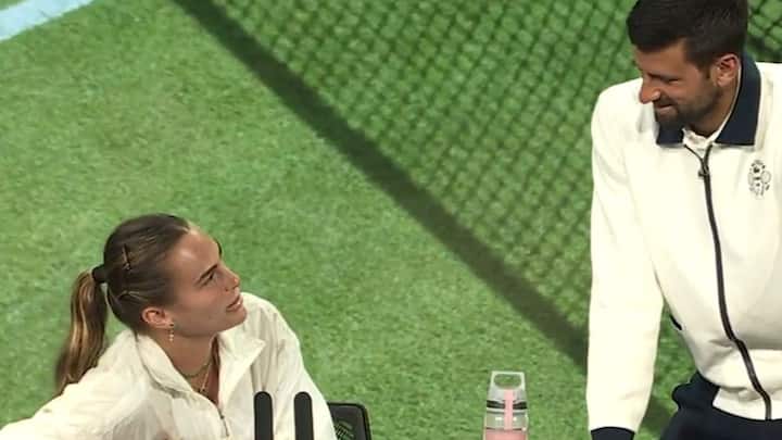 WATCH - Novak Djokovic crashes Aryna Sabalenka's press conference at Wimbledon to offer advice WATCH - Novak Djokovic crashes Aryna Sabalenka's press conference at Wimbledon to offer advice