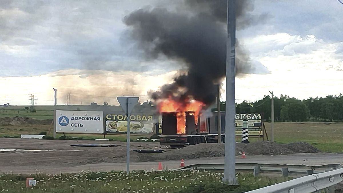 A burning truck that apparently was used to launch Ukrainian drones deep into the heart of Russia as part of Operation Spider Web. AP A burning truck that apparently was used to launch Ukrainian drones deep into the heart of Russia as part of Operation Spider Web. AP