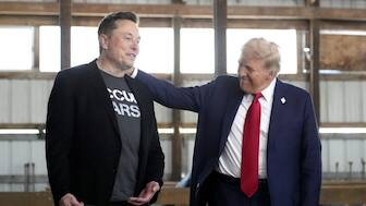 Tesla and SpaceX CEO Elon Musk (left) and Republican presidential nominee former President Donald Trump attend a campaign event at the Butler Farm Show, Oct. 5, 2024, in Butler, Pennsylvania (Source: AP)
