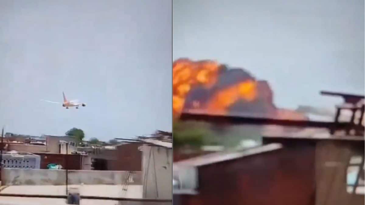 Ahmedabad plane crash video: The moment Air India flight hits Meghani Nagar building and turns into fireball