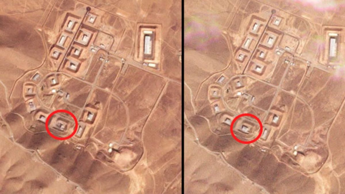The missile production site after and before the reported IDF strikes. Source: Reuters The missile production site after and before the reported IDF strikes. Source: Reuters