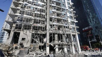 Photo shows hospital suffering massive damage after impact | Source: Reuters