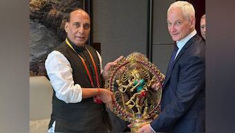 Defence Minister Rajnath Singh, Russian Defence Minister Andrey Belousov. Source: X