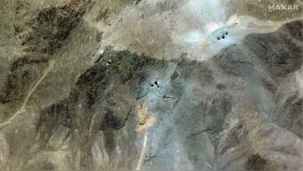 Close-up showing excavators near the northern entrances to Fordow's underground complex. Source: Maxar Technologies