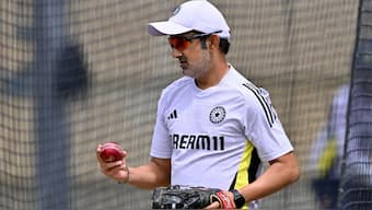 India’s head coach Gautam Gambhir looks on during a practice session. Image: AFP